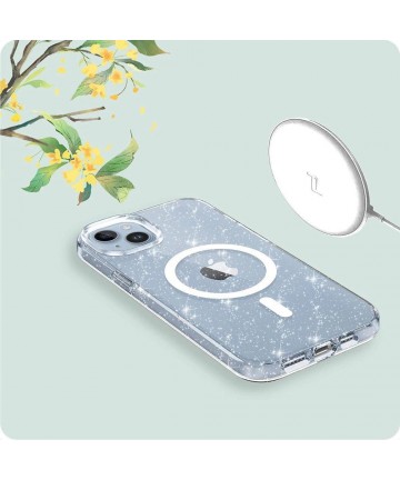Tech-Protect FlexAir Hybrid MagSafe iPhone 15 Case - Clear Glitter