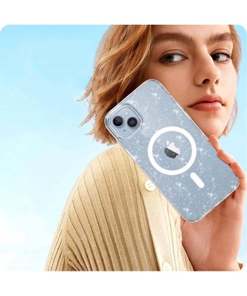 Tech-Protect FlexAir Hybrid MagSafe iPhone 15 Case - Clear Glitter