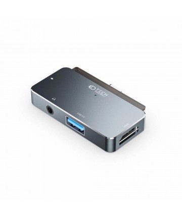 HUB Tech-Protect V6 4in1 USB-C - USB-A 3.0 / USB-C PD100W / HDMI / mini jack 3.5mm - gray