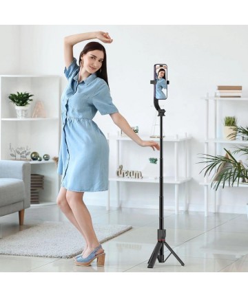 Tech-Protect L04S Bluetooth Selfie Stick with Tripod up to 95cm and 360 Head - Black