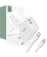 Tech-Protect C35W 2x USB-C PD 35W Wall Charger with USB-C / Lightning Cable - White