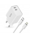 Tech-Protect C35W 2x USB-C PD 35W Wall Charger with USB-C / Lightning Cable - White
