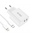 Tech-Protect C35W 2x USB-C PD 35W Wall Charger with USB-C / Lightning Cable - White