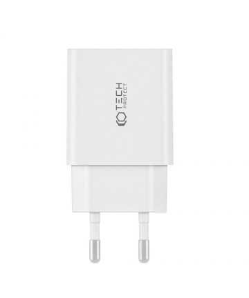 Tech-Protect C35W 2x USB-C PD 35W Wall Charger with USB-C / Lightning Cable - White