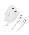 Tech-Protect C20W 2x USB-C PD 20W charger with USB-C / USB-C cable - white