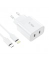 Tech-Protect C20W 2x USB-C PD 20W charger with USB-C / USB-C cable - white