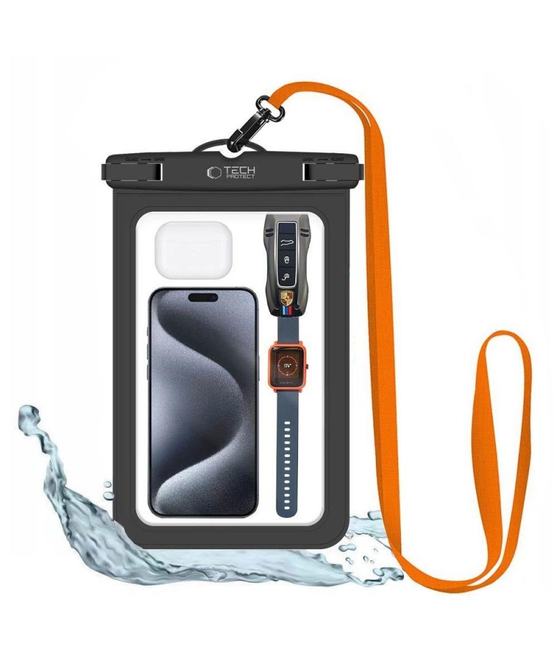 Tech-Protect Waterproof Case UWC9 waterproof for devices up to 8.9" - black and orange