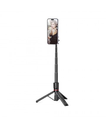 Tech-Protect L06S Bluetooth magnetic selfie stick with MagSafe, remote control, tripod up to 82cm and 360 head - black