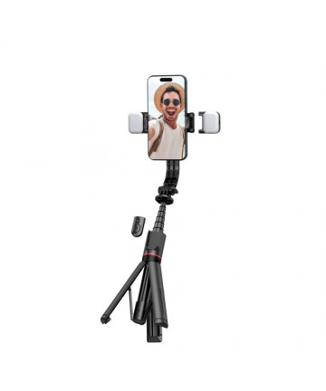 Tech-Protect L05S Bluetooth Selfie Stick with Tripod up to 105cm with LED Light - Black