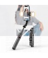Tech-Protect L05S Bluetooth Selfie Stick with Tripod up to 105cm with LED Light - Black