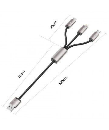 Tech-Protect UltraBoost 3in1 USB-A - Lightning / USB-C / micro USB 3.5A cable 1m - gray