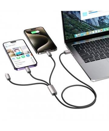 Tech-Protect UltraBoost 3in1 USB-A - Lightning / USB-C / micro USB 3.5A cable 1m - gray