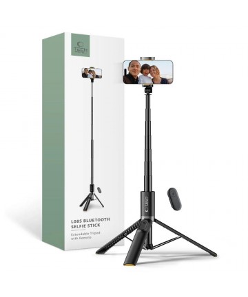 Tech-Protect L08S Bluetooth Selfie Stick with Remote Control, Tripod up to 141cm - Black