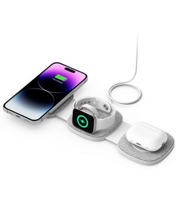Tech-Protect QI15W-A32 3-in-1 Inductive Charger with MagSafe for Smartphone / Apple Watch / AirPods - Gray