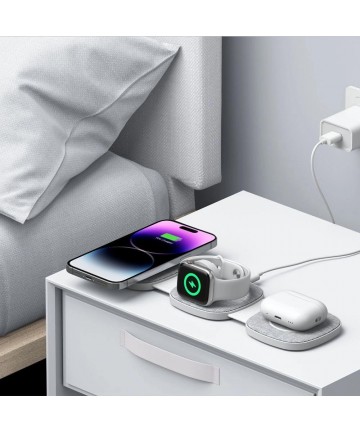 Tech-Protect QI15W-A32 3-in-1 Inductive Charger with MagSafe for Smartphone / Apple Watch / AirPods - Gray