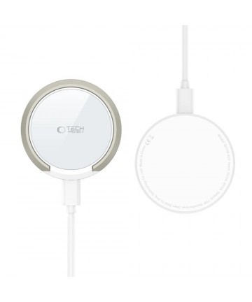 Tech-Protect QI15W-A33 Inductive Charger with MagSafe and Stand with USB-A / USB-C Cable - White