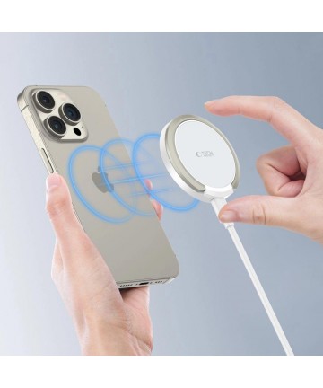 Tech-Protect QI15W-A33 Inductive Charger with MagSafe and Stand with USB-A / USB-C Cable - White