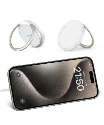Tech-Protect QI15W-A33 Inductive Charger with MagSafe and Stand with USB-A / USB-C Cable - White