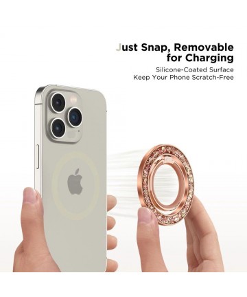 Tech-Protect MMR200 magnetic holder / ring with MagSafe - pink with crystals
