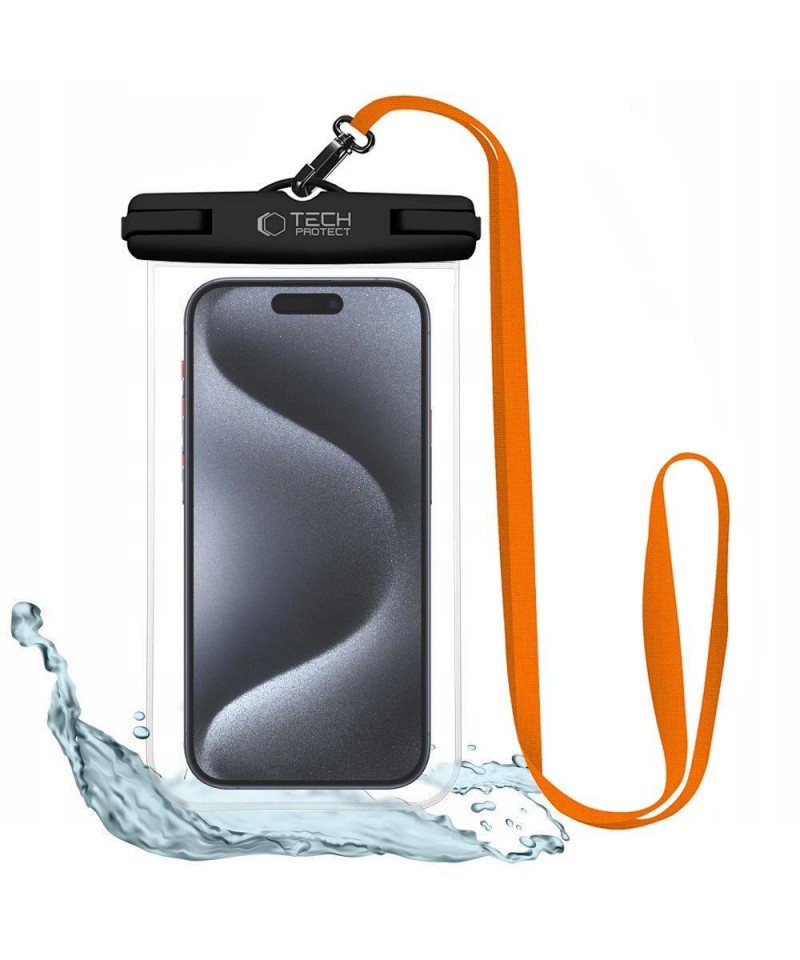 Tech-Protect Waterproof Case UWC7 waterproof for devices up to 6.9" - black and orange