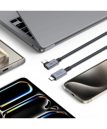 Tech-Protect UltraBoost Max L USB-C 4.0 (straight) / USB-C 4.0 (angled) PD 240W 8K 40Gbps 1.5m Cable - Gray