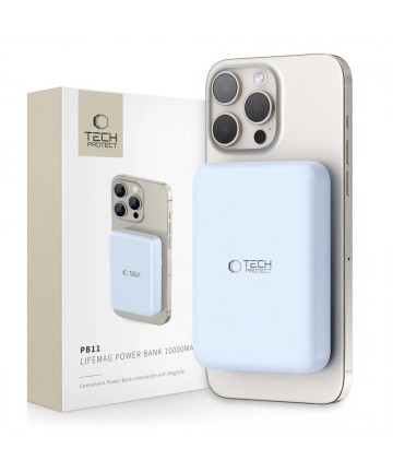 Tech-Protect LifeMag PB11 Powerbank with MagSafe 10000mAh 15W USB-C port - blue + USB-C cable