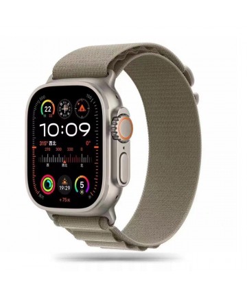 Tech-Protect Nylon Pro Strap for Apple Watch 4 / 5 / 6 / 7 / 8 / 9 / SE / Ultra 1 / 2 (42/44/45/49 mm) - Titanium Olive