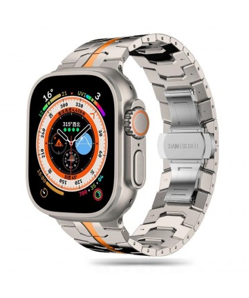 Tech-Protect Stainless Line Bracelet for Apple Watch 4 / 5 / 6 / 7 / 8 / 9 / SE / Ultra 1 / 2 (42/44/45/49 mm) - Titanium Orange