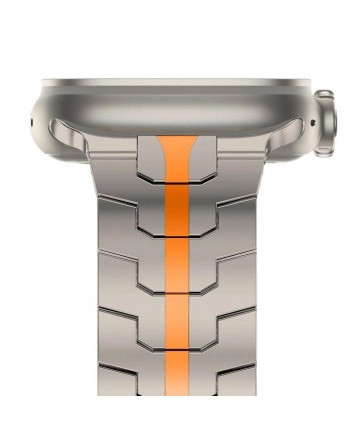 Tech-Protect Stainless Line Bracelet for Apple Watch 4 / 5 / 6 / 7 / 8 / 9 / SE / Ultra 1 / 2 (42/44/45/49 mm) - Titanium Orange