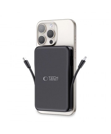 Tech-Protect LifeMag PB31 Power Bank with MagSafe 10000mAh 15W USB-C / USB-A / Built-in USB-C / Lightning Cables - Black