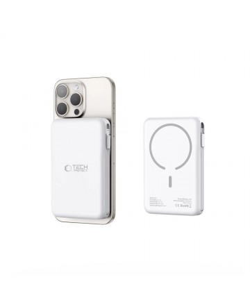 Tech-Protect LifeMag PB31 Power Bank with MagSafe 10000mAh 15W USB-C / USB-A / Built-in USB-C / Lightning Cables - White