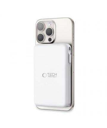 Tech-Protect LifeMag PB31 Power Bank with MagSafe 10000mAh 15W USB-C / USB-A / Built-in USB-C / Lightning Cables - White