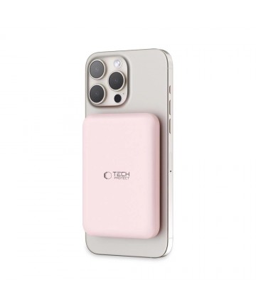 Tech-Protect LifeMag PB10 Powerbank with MagSafe 5000mAh 15W USB-C port - pink + USB-C cable