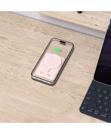 Tech-Protect LifeMag PB10 Powerbank with MagSafe 5000mAh 15W USB-C port - pink + USB-C cable