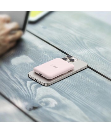 Tech-Protect LifeMag PB10 Powerbank with MagSafe 5000mAh 15W USB-C port - pink + USB-C cable