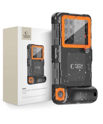 Tech-Protect Waterproof Case IPX8 for 4.7-6.7" Smartphones - Black and Orange