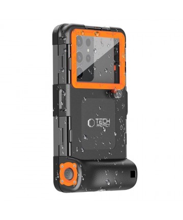 Tech-Protect Waterproof Case IPX8 for 4.7-6.7" Smartphones - Black and Orange