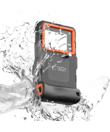 Tech-Protect Waterproof Case IPX8 for 4.7-6.7" Smartphones - Black and Orange