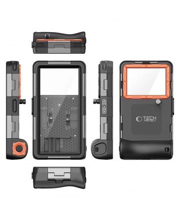 Tech-Protect Waterproof Case IPX8 for 4.7-6.7" Smartphones - Black and Orange