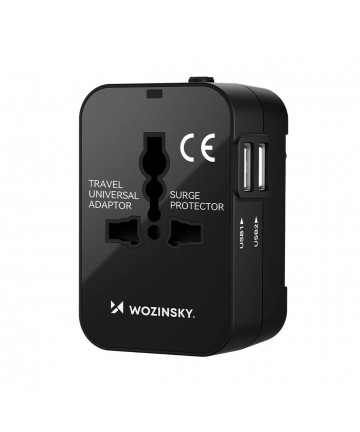 Wozinsky WUTWC Travel Adapter Universal 24W EU / US / AUS / UK / 2x USB-A - Black