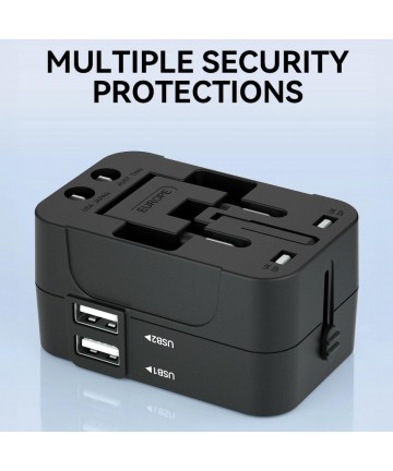Wozinsky WUTWC Travel Adapter Universal 24W EU / US / AUS / UK / 2x USB-A - Black