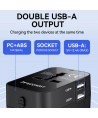 Wozinsky WUTWC Travel Adapter Universal 24W EU / US / AUS / UK / 2x USB-A - Black