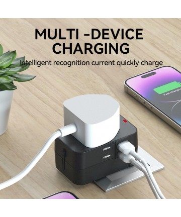 Wozinsky WUTWC Travel Adapter Universal 24W EU / US / AUS / UK / 2x USB-A - Black