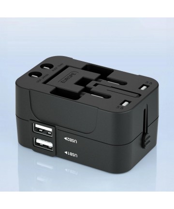 Wozinsky WUTWC Travel Adapter Universal 24W EU / US / AUS / UK / 2x USB-A - Black