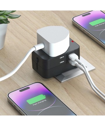 Wozinsky WUTWC Travel Adapter Universal 24W EU / US / AUS / UK / 2x USB-A - Black