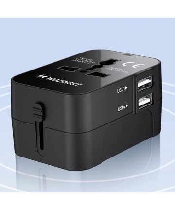 Wozinsky WUTWC Travel Adapter Universal 24W EU / US / AUS / UK / 2x USB-A - Black