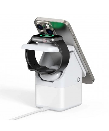 Duzzona W20 15W 4in1 inductive charger for iPhone / AirPods / Apple Watch with night lamp - white