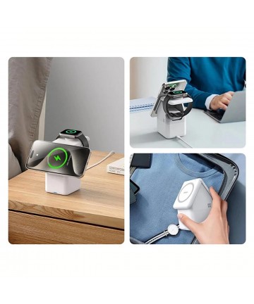 Duzzona W20 15W 4in1 inductive charger for iPhone / AirPods / Apple Watch with night lamp - white