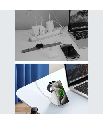 Duzzona W20 15W 4in1 inductive charger for iPhone / AirPods / Apple Watch with night lamp - white