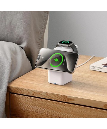 Duzzona W20 15W 4in1 inductive charger for iPhone / AirPods / Apple Watch with night lamp - white